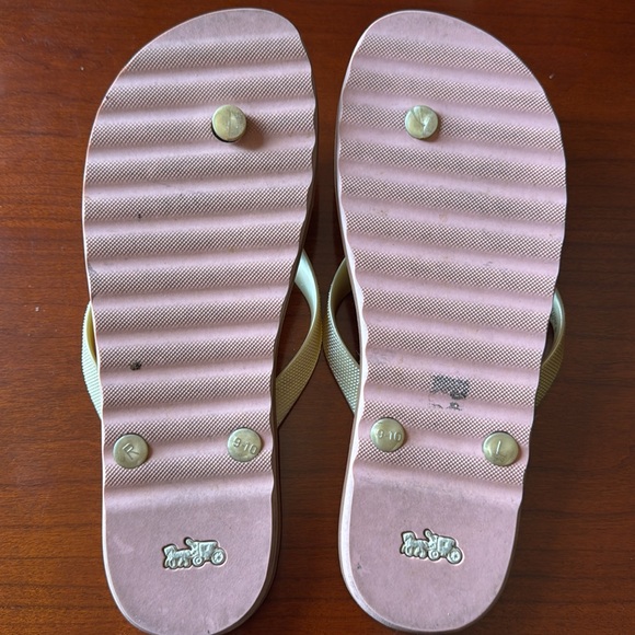 COACH Flip-Flop Sandals 9 / 10 shoes womens signature tan gold slide luxury pink - Picture 15 of 16